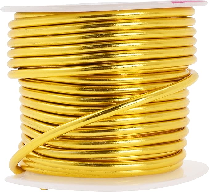 Mandala Crafts 10 Gauge Anodized Aluminum Craft Wire for Jewelry Making - 32 FT Colored Flexible Light Gold Wire - Bendable for Bonsai Armature Crafting Sculpting