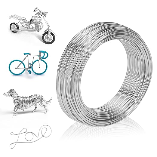 196 Feet Aluminum Wire for Sculpting, 12 Gauge Metal Bendable Wires 2 mm Thickness, Flexible Craft Aluminum Wire for Jewelry Making Beading Floral Soft DIY (Silver)
