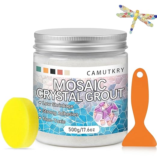 Mosaic Crystal Grout – Ultimate Grouting Solution & DIY Craft Essential for Mosaic Tile Projects, Handmade Art, & Home Decor (17.6oz)