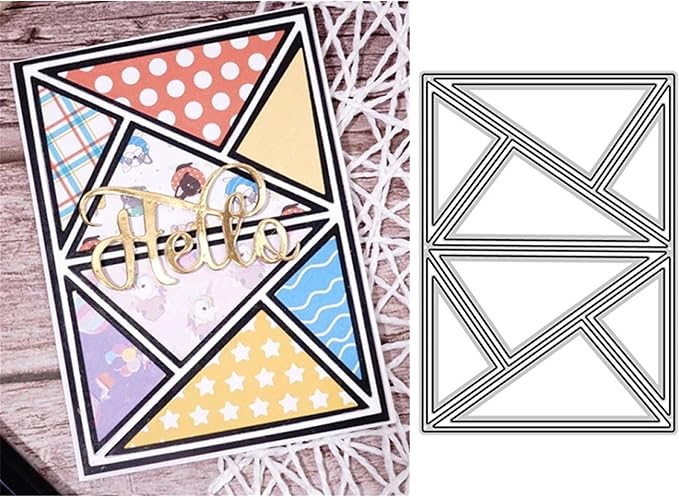 Cutting Dies Metal Stencils Scrapbooking Tools Flowers Lace Frame DIY Embossing Template for Paper Card Making Album Arts Crafts Supplies (Triangle frame-10.1x14cm)