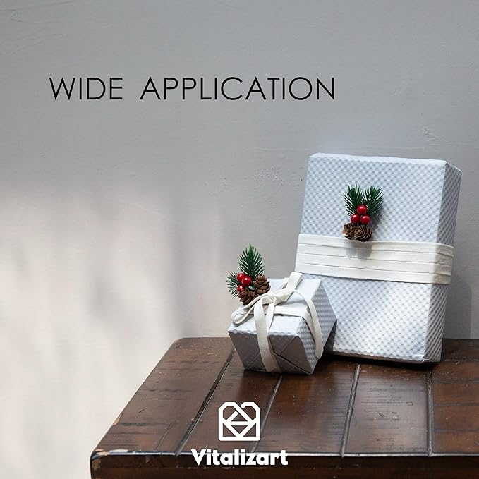 Vitalizart White Velvet Ribbon Set 3/8"" x 15 Yd Wooden Spool Fabric Trim 3 Rolls * 5 Yd for Christmas Wreath Decoration Handmade Craft Ornaments Gift Wrapping & Bow Making (Cream)
