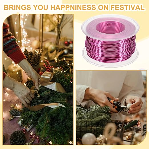 uxcell 18 Gauge / 1mm Anodized Aluminum Wire for Jewelry Craft Making, 102 Feet Bendable Flexible Wire for DIY Home Decor Gardening Sculpture, Rose Red
