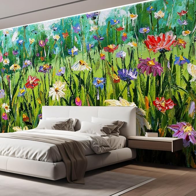 wall26 Wall Sticker/Wall Mural Wildflower Abstract, Not Peel and Stick, Non-Woven Wallpaper Decorative for Bedroom, Living Room, Office - 120x144 inches