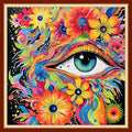 DMCVIVR Stamped Cross Stitch Kits for Adults Beginners Embroidery Kits 11CT Needlepoint Kits Cross Stitch Patterns Embroidery Patterns&Flower Eyes 18x18 inch