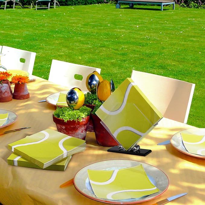 Aodaer 48 Pieces Tennis Paper Napkins Disposable Tennis Party Napkins Tennis Ball Sports Napkins Tennis Cocktail Dinner Napkin Set 13" x 13" Unfolded Tennis Tableware Napkins for Sports Party Supplies