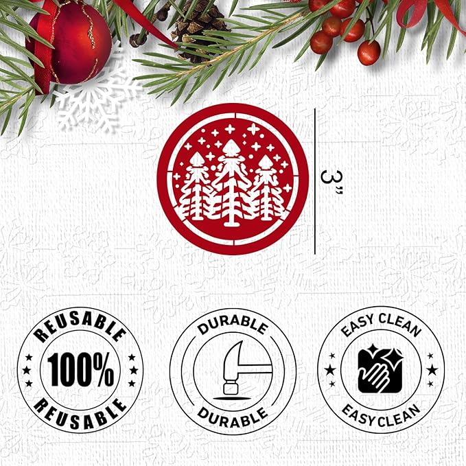 Small Christmas Stencils for Painting on Wood 3” Christmas Stencils for Crafts Reusable Snowman Santa Believe Holiday Draw Templates for Christmas Tree Canvas Window Decor
