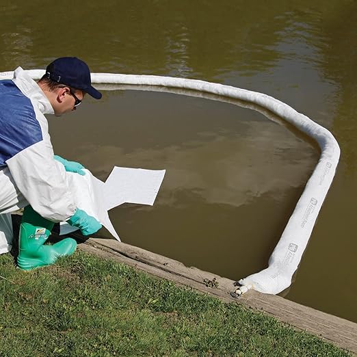PIG Oil Boom - Oil-Only Absorbent Boom - 2 Pack - 8" x 10' Boom - Absorbs up to 12 gallons per Boom - BOM400