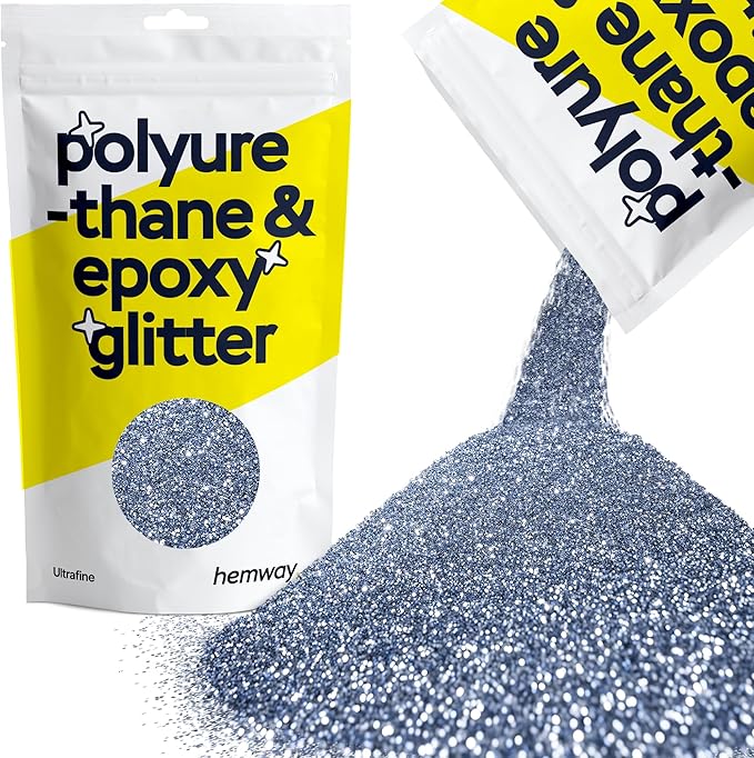 Hemway Polyurethane & Epoxy Glitter Metallic Crystal Flake Additive for Flooring, Jewellery Making, Tumblers and Resin 100g / 3.5oz - Ultrafine (1/128" 0.008" 0.2mm) - Azure Blue