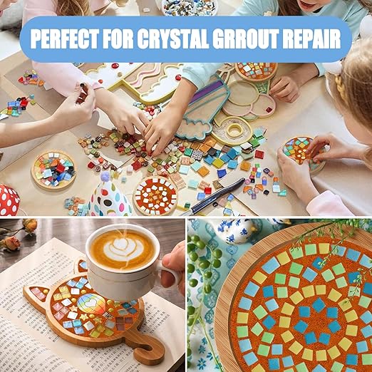 Mosaic Crystal Grout, Mosaics Tile Tools, Mosaic Tile Accessories – Essential for Handmade Grouting and Perfect for DIY Craft Projects (Orange Red, 8.8oz)