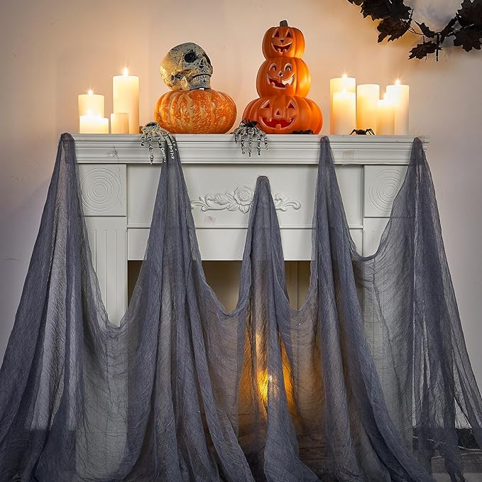 Boao Halloween Cheese cloth 84.65 x 590.55 Inch Gray Cheesecloth Roll for Crafts Large Cotton Muslin Gauze Fabric for Halloween Outdoor & Indoor Spooky Decoration