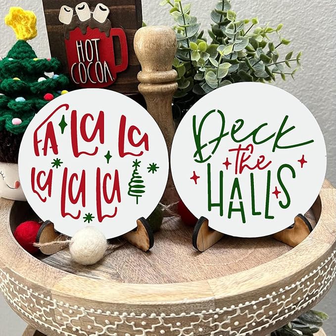 Christmas Stencils for Painting on Wood Slice,3" Small Christmas Stencils for Crafts Reuable Xmas Holiday Stencil for Tiered Tray Wood Sign Decor
