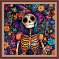 DMCXART Counted Cross Stitch Kits for Adults Needlepoint Kits Unprinted Cross Stitching Embroidery Kit 11CT Cross Stitch Supplies-Magical Flower Skull 18x18 inch