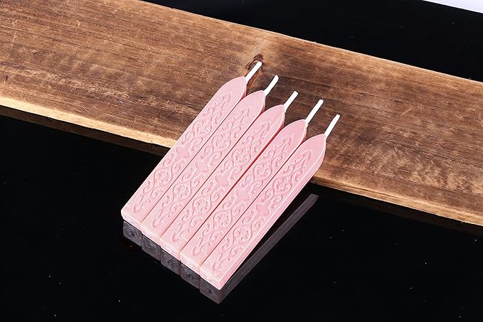 Yoption 5 Pcs Totem Fire Manuscript Sealing Sticks with Wicks Multi-Color Cord Wick Sealing Wax for Postage Letter Retro Vintage Wax Seal Stamp (Pink)