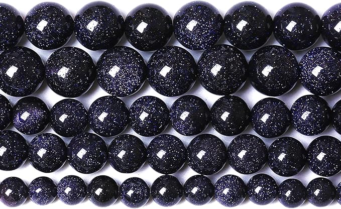 60PCS 6mm Starry Blue Sandstone Gemstone Beads Beads Natural Stone Round Loose Beads for Jewelry Making DIY Bracelet Necklace 15" Inch