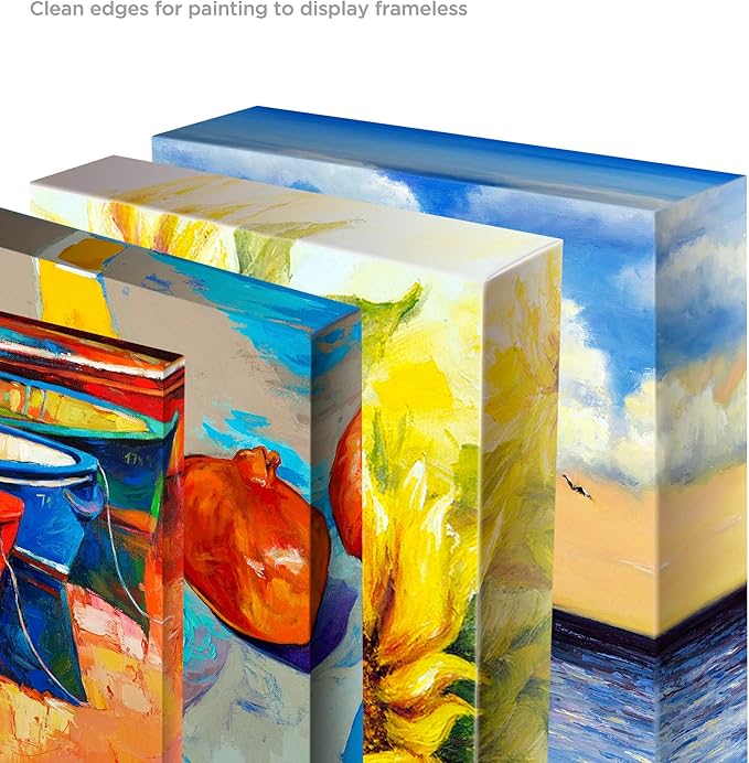 Creative Mark The Edge Deluxe Cotton 1-1/2" Deep Stretched Canvas for Painting, 24x36 Pack of 3, 14oz. Primed Weight, Universal Archival Priming, Medium Tooth, Hand-Stretched Canvas for Painters