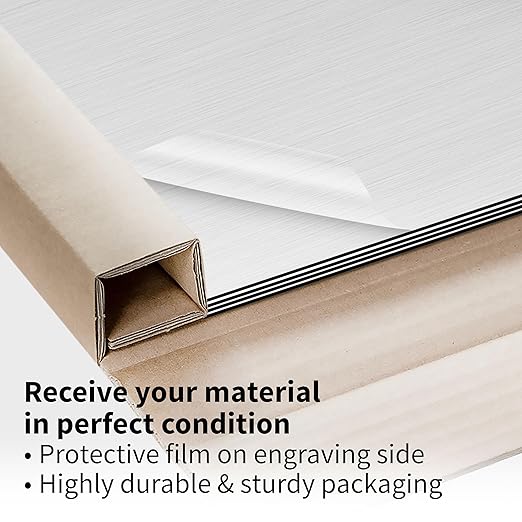 Trotec | Metallic Looking Acrylic Sheet | 12"x20"x1/32, 4 Pcs | Brushed Aluminum/Black | Metallic Finish - Scratch Resistant for Laser Engraving & Cutting,Printing,Glowforge,Name Plate | USA Made