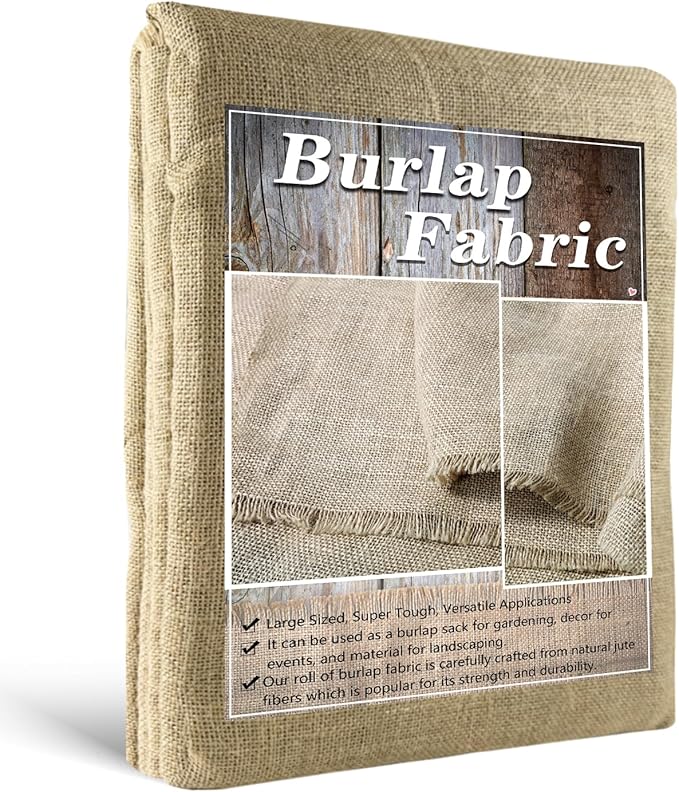 Burlap Fabric Roll, 12" x 30 Feet Burlap Garden Fabric Natural Jute for Decorations, Crafts, Weddings, Table Runner, Landscaping, Plants & Tree Covering
