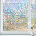 Haton Window Privacy Film, Rainbow Stained Glass Window Clings, 3D Decorative UV Sun Blocking Sticker, Removable Static Cling Heat Control Tint for Home Door, 23.6" x 78.7" Non-Adhesive