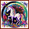 Dimensean Stamped Cross Stitch Kits Full Range of Embroidery Patterns Starter Kits for Beginners Adult or Kids DIY Cross Stitches Needlepoint Kits 11CT-Unicorn Flowers 17.7x17.7 inch