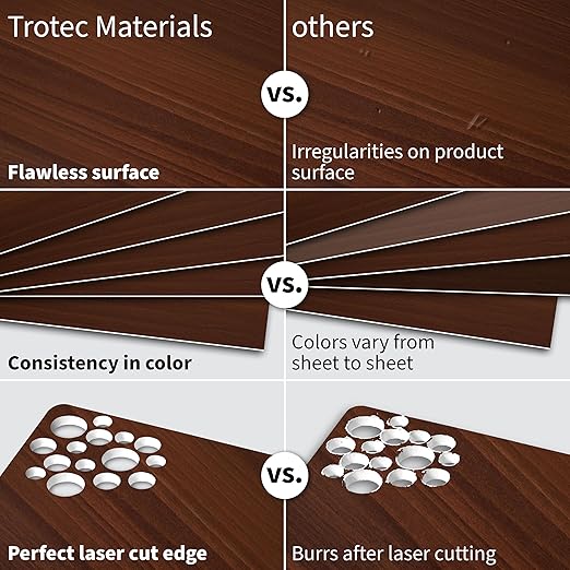 Trotec TroLase | 12"x24"x1/16", 4 Pcs | Cherry/White | 2 Ply | Modified Acrylic | Laser Engraving Double Color Plastic Sheet | Engraving Blanks for Laser, Saw, Guillotine | Made in USA