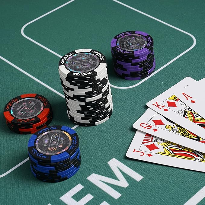 Poker Table Top - Foldable 70" x 35" Texas Hold'em Poker Mat with Non-Slip Backing and Zipper Carrying Bag - Waterproof and Portable Casino Table Topper Card Mat for Home Game Nights Up to 10 Players