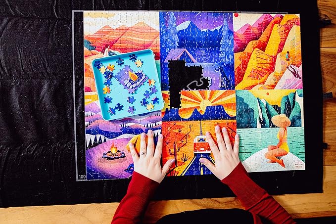 Buffalo Games - Roll-Up Puzzle Mat - Puzzle Saver and Assembly Accessory - Felt Mat - Fits up to 1000 Piece Puzzle - Black