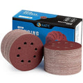 S SATC 150 PCS Sanding Discs 80 Grit Hook and Loop 5 Inch 8 Hole Adhesive Sandpaper for Woodworking and Automotive