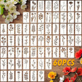 60 Pcs Flower Stencils for Painting, Reusable Small Craft Stencils for Wood, Furniture, Walls, and DIY Art Projects for Kids and Adults