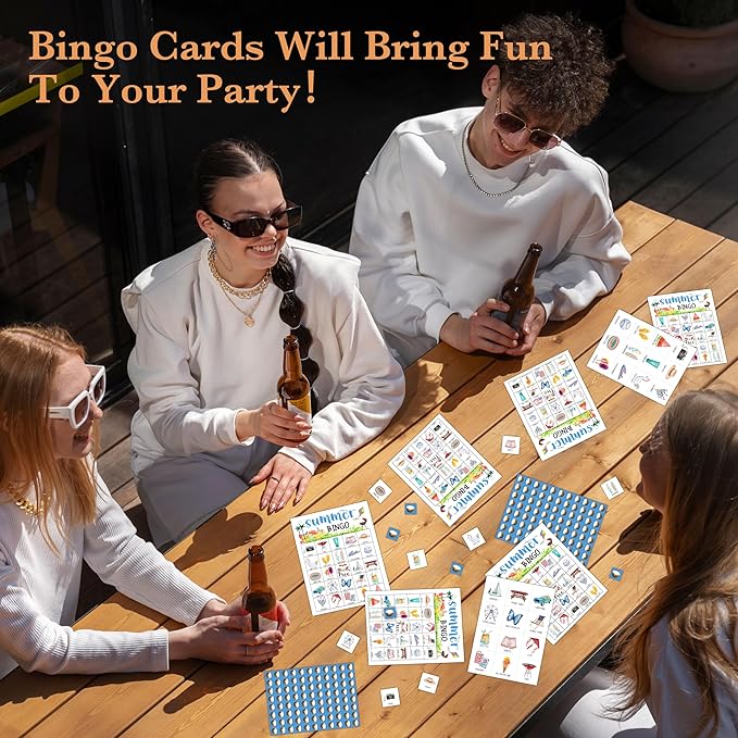 Summer Bingo Cards, Summer Party Bingo Cards for Adults, Hawaiian Bingo Games for Birthday Party Beach Luau Party, 24 Players Party Activity Favor Decoration Supplies, 01