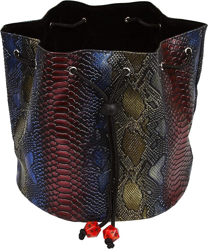 Forged Dice Co. Pouch of The Endless Hoard Dice Bag - Holds Over 1,000 Polyhedral Dice - Dice Storage Bag with 7 Pockets - Perfect for Bulk Dice - Rainbow Dragon Skin