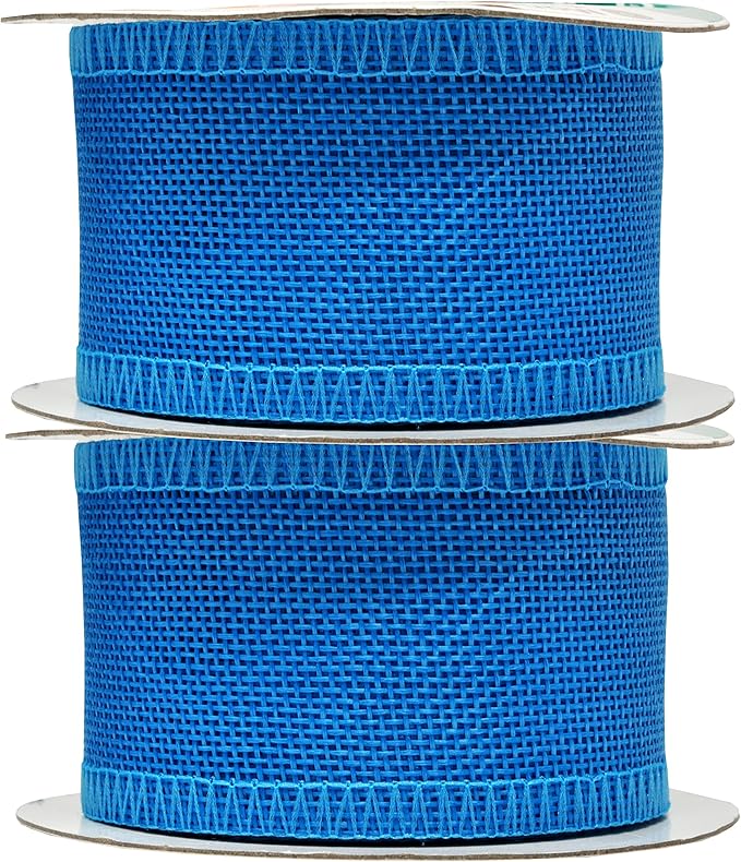 Mandala Crafts Sky Blue Burlap Ribbon 2 Inches Wide Jute Ribbons for Crafts - 20 Yds Roll Rustic Burlap Wrap Trim Ribbons for Wreaths Bows Wedding Party Decoration