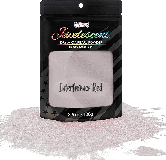 U.S. Art Supply Jewelescent Mica Pearl Pigment Powder, Interference Red 3.5 oz (100g) Pouch - Cosmetic Grade, Epoxy Resin Color Pigment, Mica Powder for Resin, Soap, Slime, Candle Dye, Art, Crafts