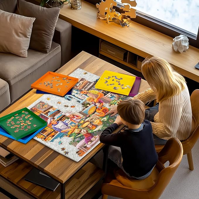 Tektalk Foldable Jigsaw Puzzle Board with 3 Angle Adjustable Bracket/Stand, Lightweight Portable Puzzle Mat Plateau with Wooden Easel, Foldaway Felt Puzzle Table, for Up to 1000 Pieces (Light Gray)