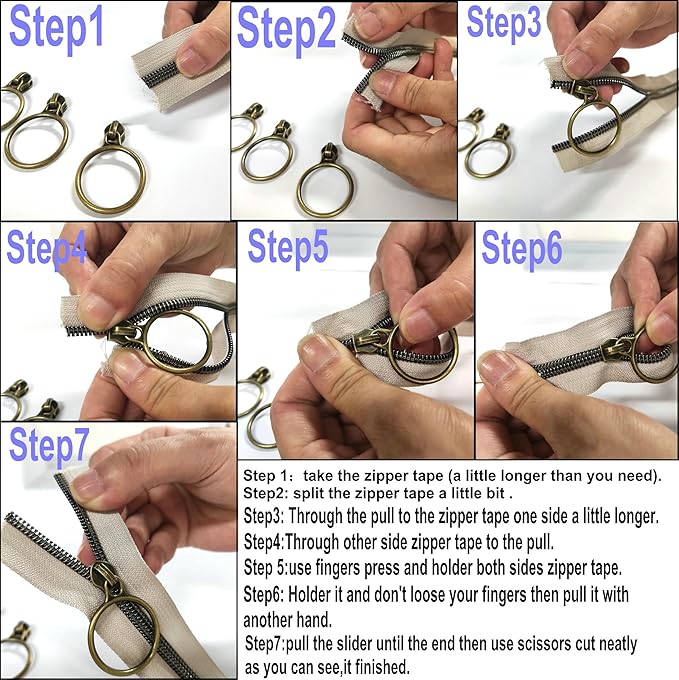Leekayer #5 Metallic Nylon Coil Zippers by The Yard Bulk 10 Yards Black Zipper Tape with 25pcs Gold Ring Pull Sliders for DIY Sewing Tailor Craft Bag(Black Gold)