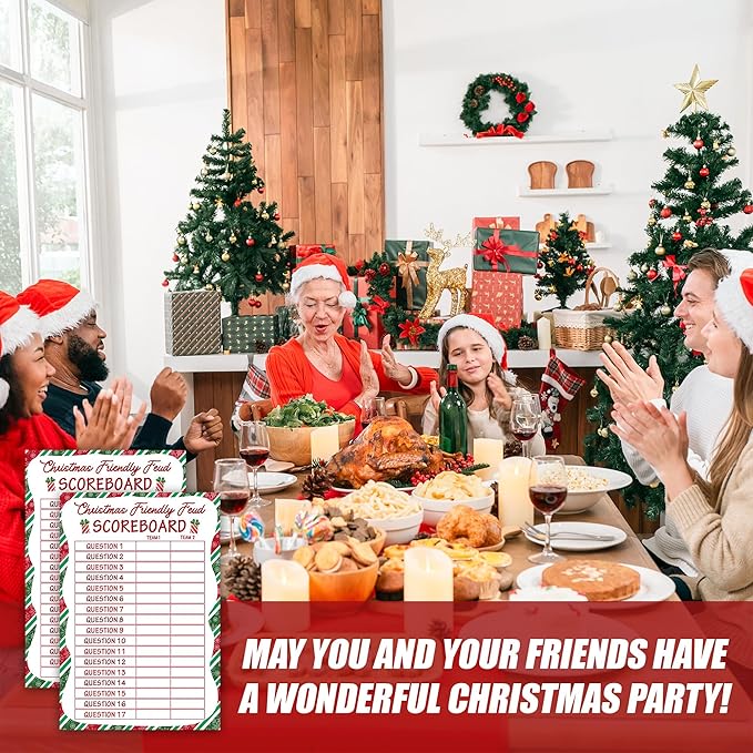 Christmas Friendly Feud Game, Funny Christmas Party Games, Friendly Feud Trivia Quiz for Family, Winter Xmas Holiday Party Supplies for Adults -10
