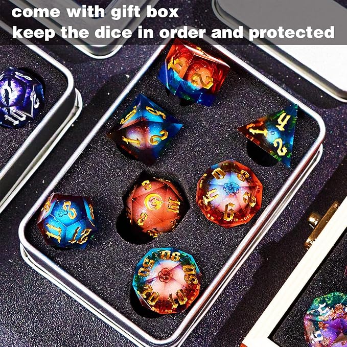 Gradual Magic Red Moon Liquid Core DND Dice Sets for Role Playing Games, Unique RPG Dungeon and Dragons Dice Set with Gift Box, Mystery Liquid Core D&D Dice Set for Gift
