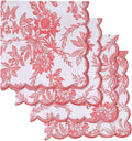 Ridhi Peach Coral Hand Block Print Napkins 18" x 18" Set of 4 Reusable Cotton Dinner Napkins for Weddings, Parties & Everyday Dining, Thanksgiving, Christmas, Fall