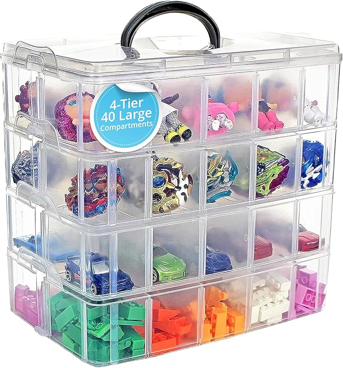 Bins & Things 40-Compartment Organizer for LOL Dolls - Beads and Craft Storage, Compact Toy Organizer for Small Toy Figures - Portable, Durable Storage Solution