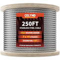 Stainless Steel Cable for Railing - 250FT 1/4" T316 Wire Rope - 7 x 19 Strands 6700 LBS Breaking Strength for Outdoor Deck Railing Zipline