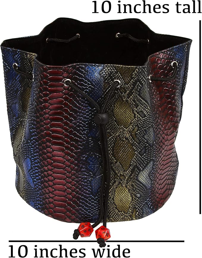 Forged Dice Co. Pouch of The Endless Hoard Dice Bag - Holds Over 1,000 Polyhedral Dice - Dice Storage Bag with 7 Pockets - Perfect for Bulk Dice - Rainbow Dragon Skin