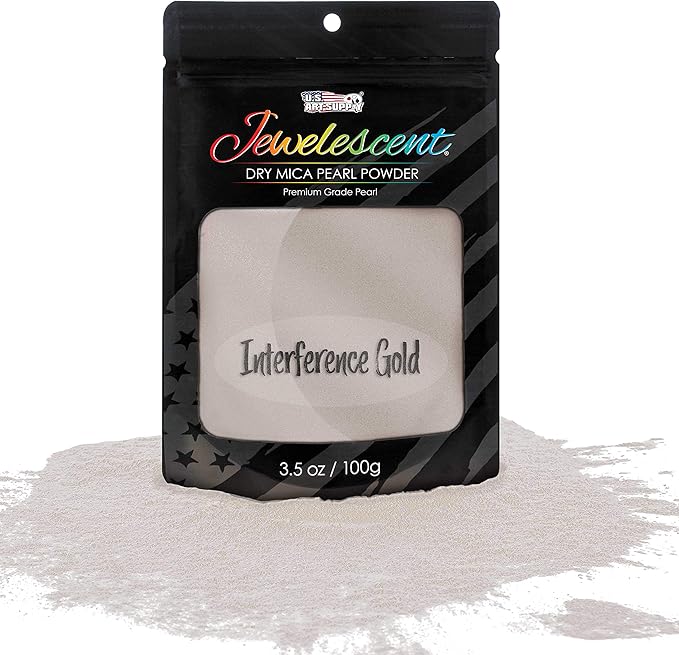 U.S. Art Supply Jewelescent Mica Pearl Pigment Powder, Interference Gold 3.5 oz (100g) Pouch - Cosmetic Grade, Epoxy Resin Color Pigment, Mica Powder for Resin, Soap, Slime, Candle Dye, Art, Crafts