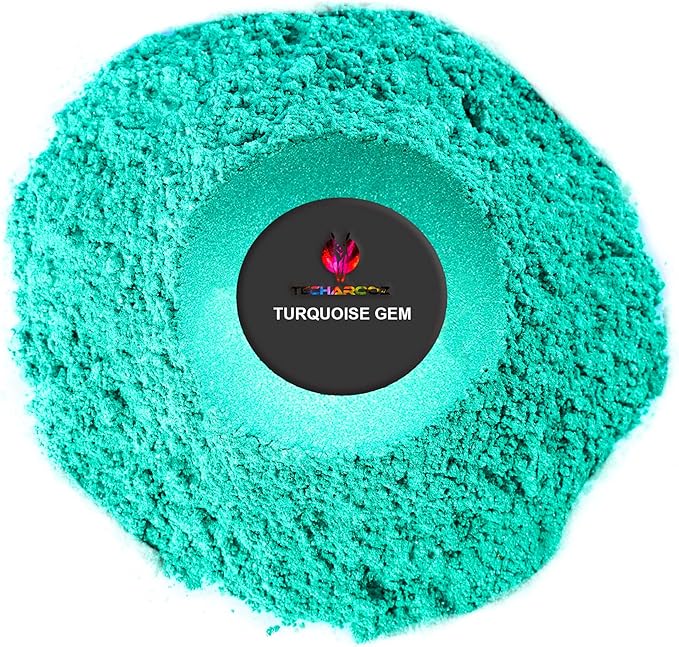 Turquoise Gem Mica Powder for Epoxy Resin 56g / 2oz. Jar - TECHAROOZ 2 Tone Resin Dye Color Pigment Powder for Lip Gloss, Nails, Colorant for Slime Bath Bombs Soap Making & Polymer Clay