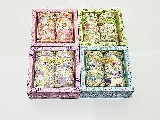 Floral Gilding Decorative Washi Tape Set,48 Rolls,Colorful Craft Tape for Journaling,DIY Crafts,Scrapbooking (Pin+Purple+Green+Blue)