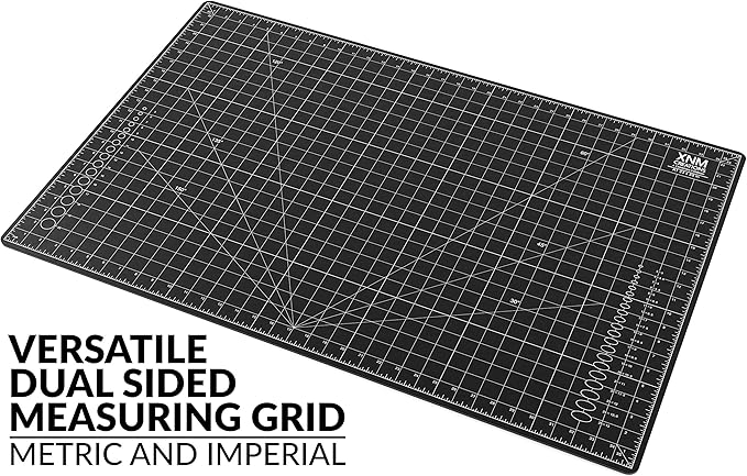 XNM Premium Self Healing Cutting Mat - 24 Inches by 36 inches - A1, 3 Layer Quality PVC Construction - Dual Sided, Imperial and Metric Grid Lines - Perfect for Cutting, Sewing, and Crafts