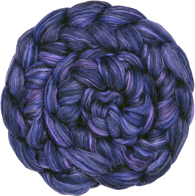 Merino Silk Luxe Tonal Designer Blend. Superfine Merino, Mulberry Silk, Tussah Silk. Top Roving for Spinning or Felting. Twilight Orchid 4oz
