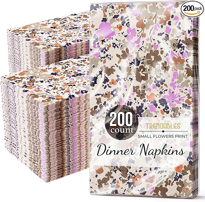 Trendables Floral Napkins for decoupage 200 Pcs 3 Ply floral paper napkins decorative Guest Towels Disposable Bathroom, Flower Design For Tea Party Decorations, Dinners & Weddings