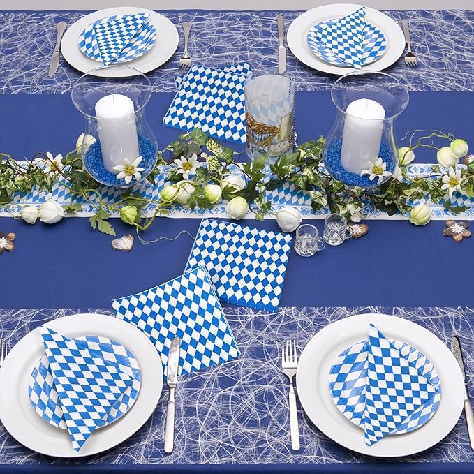 Aodaer 48 Pieces Oktoberfest Paper Napkins Disposable Oktoberfest Party Napkins Oktoberfest Cocktail Dinner Napkin Set 13" x 13" Unfolded Oktoberfest Tableware Napkins for Oktoberfest Party Supplies