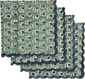 Ridhi Basil GreenHand Block Print Napkins 18" x 18" Set of 4 Reusable Cotton Dinner Napkins for Weddings, Parties & Everyday Dining, Thanksgiving, Christmas, Fall