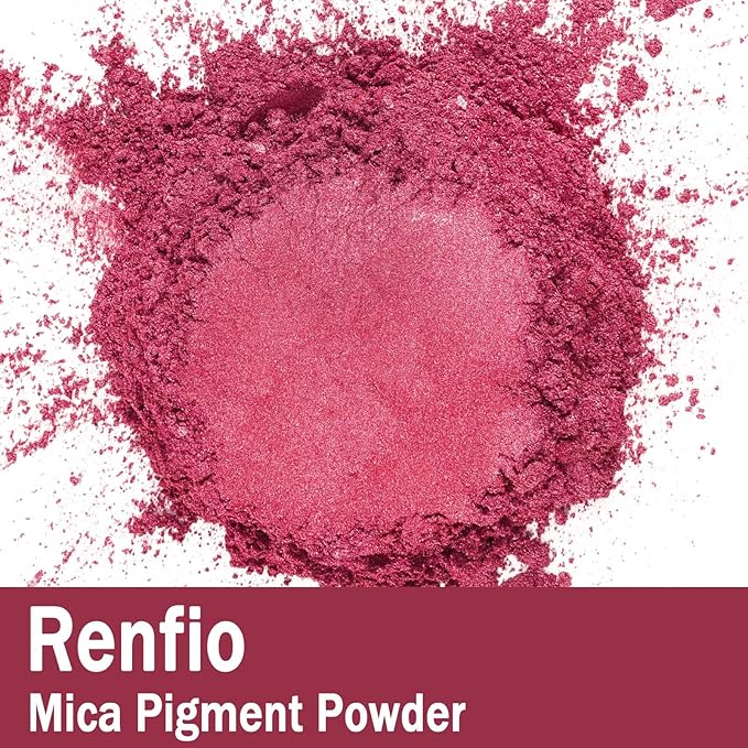 Renfio 100g Mica Powder Pigment, Metallic Natural Dye Mineral Pearl Shimmer Epoxy Resin Dye for Painting Soap Making Slime Bath Bombs 3.5 Oz - Cherry Red