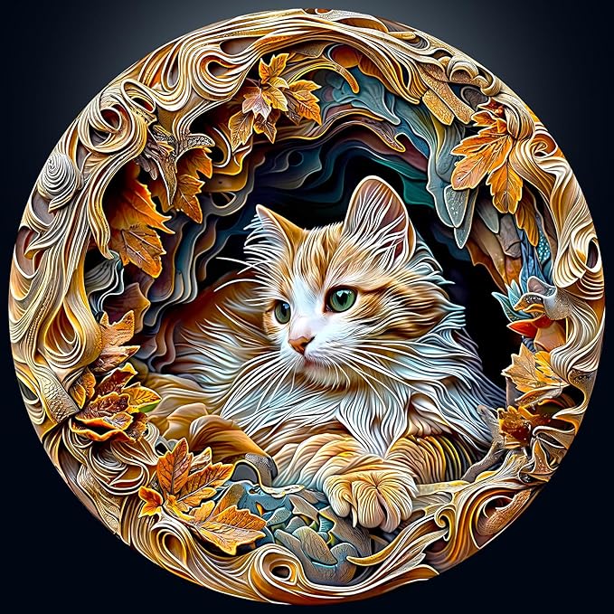 masseruon Puzzles for Adults 1000 Pieces-Cat Puzzle-26.6 * 26.6in Round Jigsaw Puzzels with HD Matte Finish-Hard Difficult Puzzel for Adult-Challenging Gift for Puzzel Lovers Home Decor